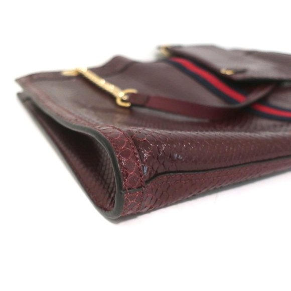 GUCCI RAJAH PYTHON MAXI TOTE BORDEAUX CHAIN STRAP SHOULDER BAG - Picture 10 of 15